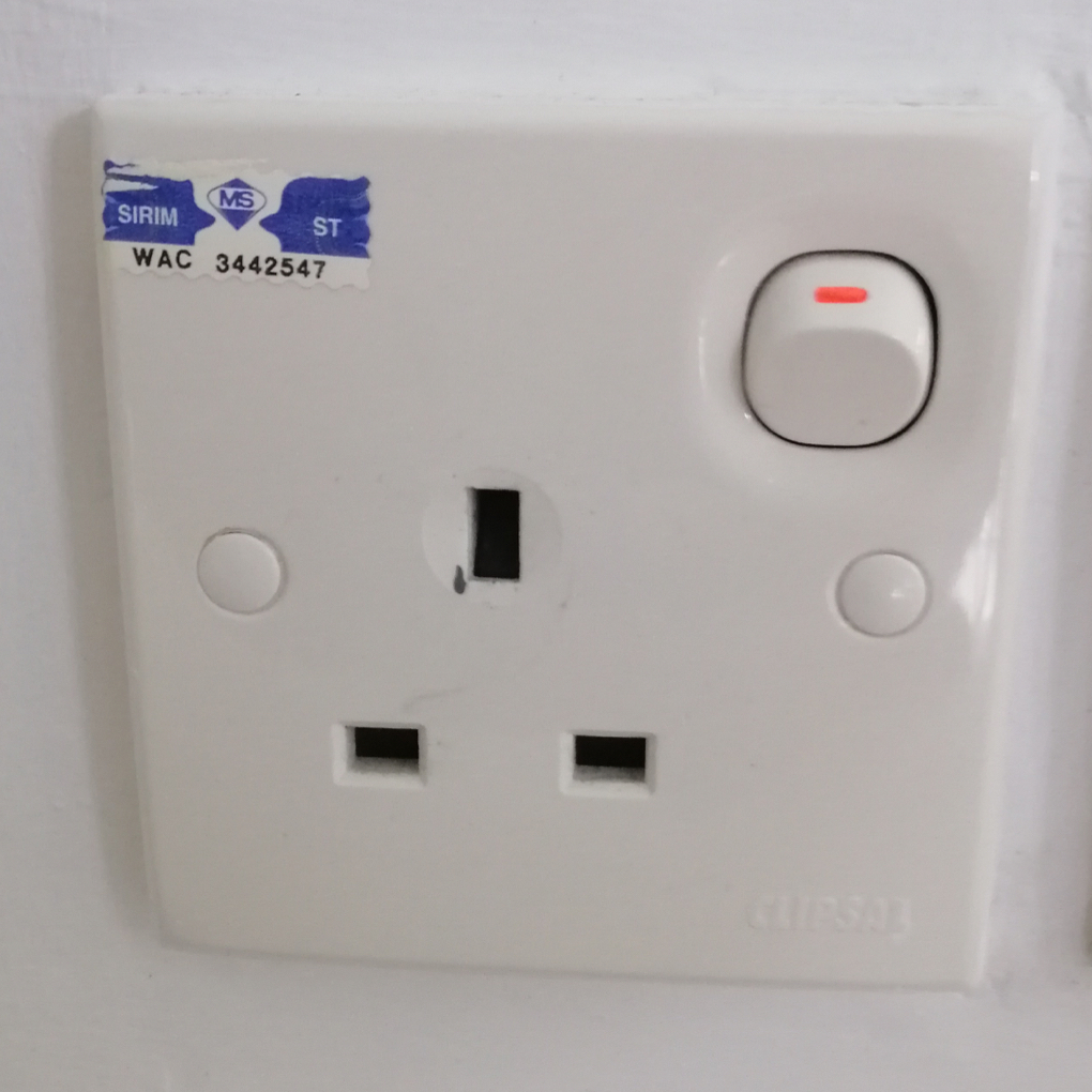 Malaysian power outlet with swtich