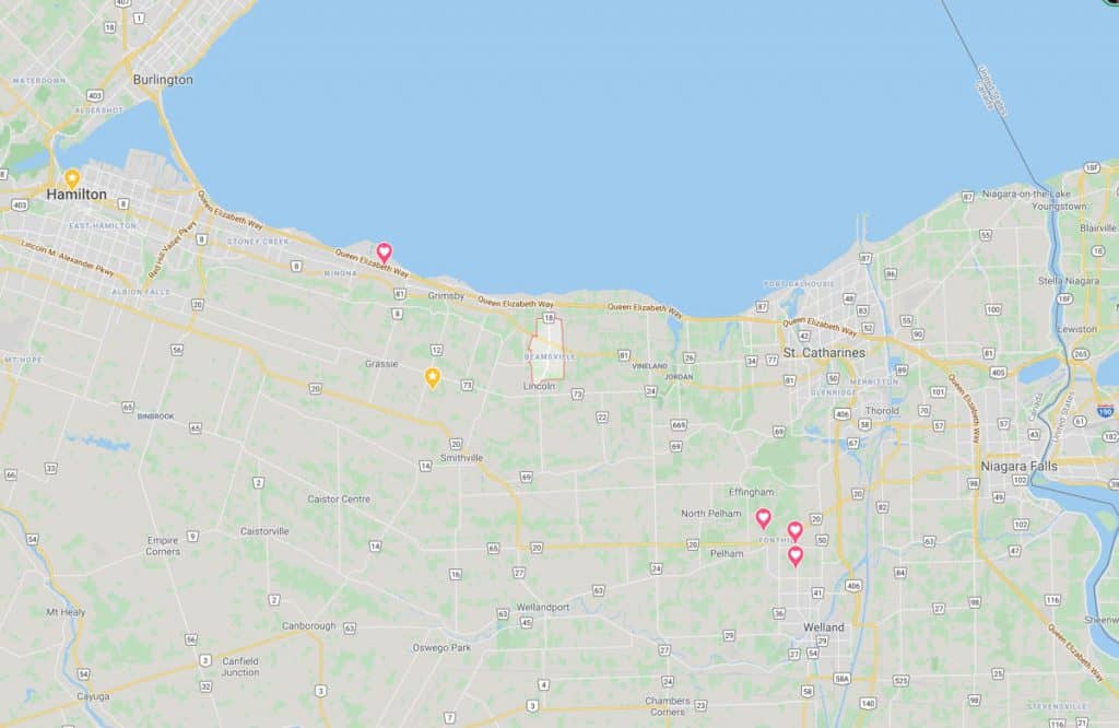 Beamsville Ontario - location on Niagara Region map 